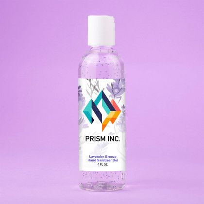 Custom Moisturizing Sanitizer With Beads: 4 oz - Lavender Breeze Custom Moisturizing Sanitizer With Beads: 4 oz - Lavender Breeze