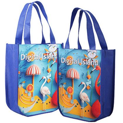 Custom Yuma Sublimated Non-Woven Curve Bottom Tote (2-sided) - Royal blue