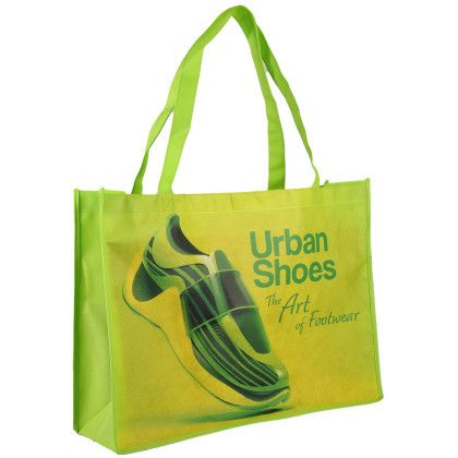 Custom Sublimated Large Non-Woven Shopping Tote - Lime Side view