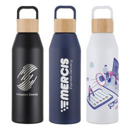 Custom Clive 24 oz Recycled Aluminum Bottle with Bamboo Lid - All color Custom Clive 24 oz Recycled Aluminum Bottle with Bamboo Lid - All color
