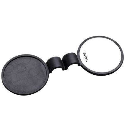 Custom Anti-Microbial Round Stethoscope ID Tag - Black open View 