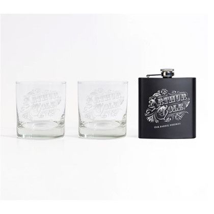 Custom 3 Piece Whiskey Gift Set - Black with clear In use Custom 3 Piece Whiskey Gift Set - Black with clear In use