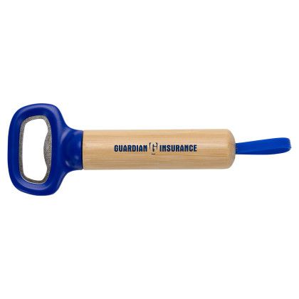 Custom Pop Top Bamboo Bottle Opener - Blue