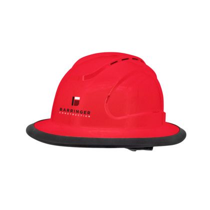 Custom The Judge 6-point Ratchet Type I Vented Full Brim Hard Hat - Red Custom The Judge 6-point Ratchet Type I Vented Full Brim Hard Hat - Red