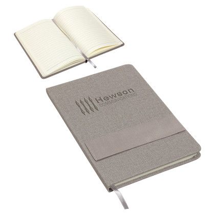 Custom Council Textured Journal with Phone + Pen Holder - Silver Custom Council Textured Journal with Phone + Pen Holder - Silver