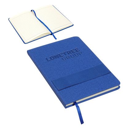 Custom Council Textured Journal with Phone + Pen Holder - Blue Custom Council Textured Journal with Phone + Pen Holder - Blue