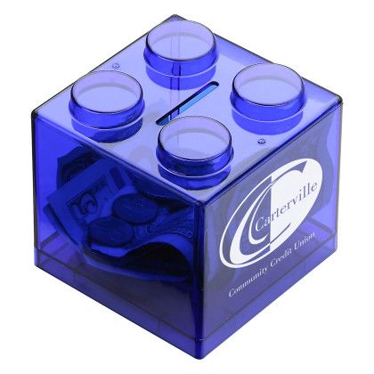 Custom Money Stack Coin Bank - Blue Custom Money Stack Coin Bank - Blue