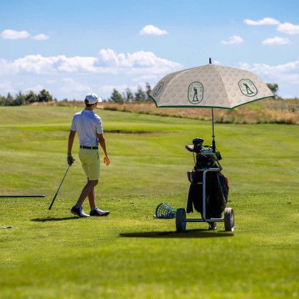 Custom Dye Sublimation Golf Umbrella - Lifestyle View 