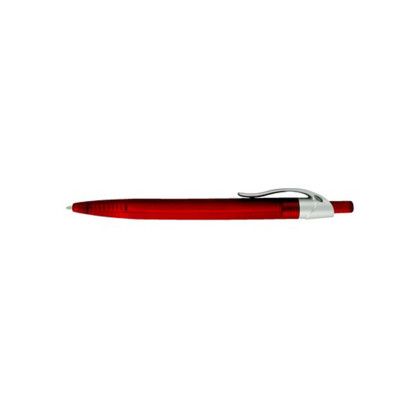 Custom Preston Ballpoint Pen With Translucent Barrel & Silver Clip Click Pen - Red Custom Preston Ballpoint Pen With Translucent Barrel & Silver Clip Click Pen - Red
