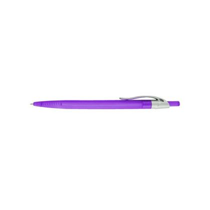 Custom Preston Ballpoint Pen With Translucent Barrel & Silver Clip Click Pen - Purple Custom Preston Ballpoint Pen With Translucent Barrel & Silver Clip Click Pen - Purple