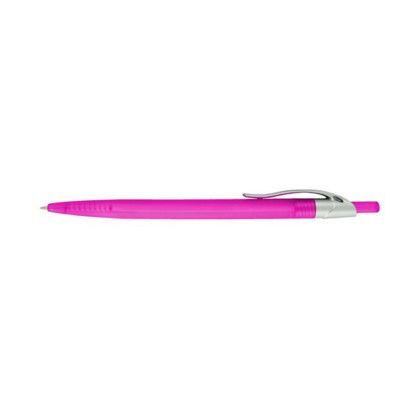 Custom Preston Ballpoint Pen With Translucent Barrel & Silver Clip Click Pen - Pink Custom Preston Ballpoint Pen With Translucent Barrel & Silver Clip Click Pen - Pink