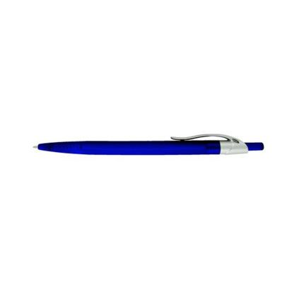 Custom Preston Ballpoint Pen With Translucent Barrel & Silver Clip Click Pen - Blue Custom Preston Ballpoint Pen With Translucent Barrel & Silver Clip Click Pen - Blue
