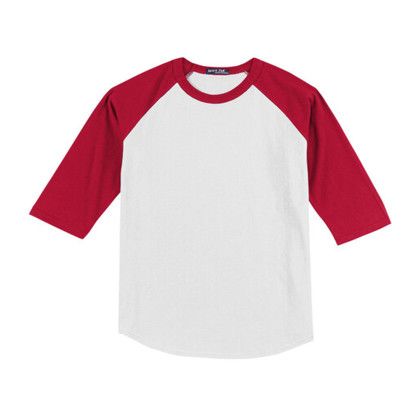 Custom Printed Sport-Tek Youth Colorblock Raglan Jersey - White/Red Custom Printed Sport-Tek Youth Colorblock Raglan Jersey - White/Red