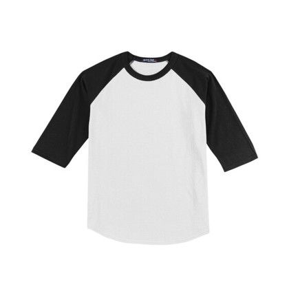 Custom Printed Sport-Tek Youth Colorblock Raglan Jersey - White/Black Custom Printed Sport-Tek Youth Colorblock Raglan Jersey - White/Black