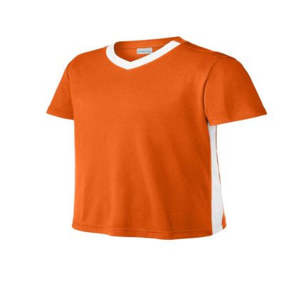 Custom Sport-Tek Youth Competitor United V-Neck - Deep Orange/white Custom Sport-Tek Youth Competitor United V-Neck - Deep Orange/white