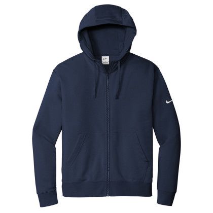 Custom Nike Club Fleece Sleeve Swoosh Full-Zip Hoodie - Midnight Navy Custom Nike Club Fleece Sleeve Swoosh Full-Zip Hoodie - Midnight Navy
