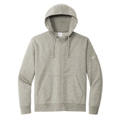 Custom Nike Club Fleece Sleeve Swoosh Full-Zip Hoodie - Dark Grey Heather Custom Nike Club Fleece Sleeve Swoosh Full-Zip Hoodie - Dark Grey Heather
