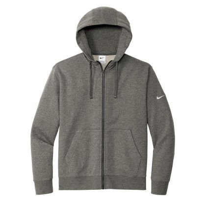 Custom Nike Club Fleece Sleeve Swoosh Full-Zip Hoodie - Charcoal Heather Custom Nike Club Fleece Sleeve Swoosh Full-Zip Hoodie - Charcoal Heather