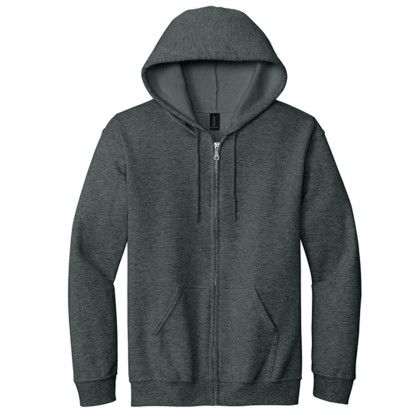Custom Gildan Heavy Blend Full-Zip Hooded Sweatshirt - Dark Heather Gray Custom Gildan Heavy Blend Full-Zip Hooded Sweatshirt - Dark Heather Gray