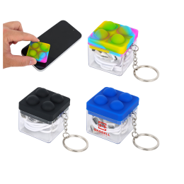 Custom Push Pop Charging Cable with Keyring & Screen Cleaner - All Colors 
