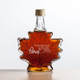 Custom Maple Syrup Glass Bottle 250 ml - Maple Leaf - Imprinted Custom Maple Syrup Glass Bottle 250 ml - Maple Leaf - Imprinted