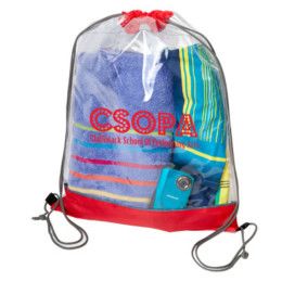 Custom Transparent Drawstring Bag - Red Custom Transparent Drawstring Bag - Red
