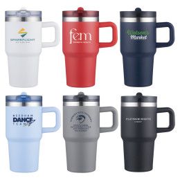 Custom 20 oz. Vacuum Insulated Tumbler Mug with Handle - All Colors Custom 20 oz. Vacuum Insulated Tumbler Mug with Handle - All Colors