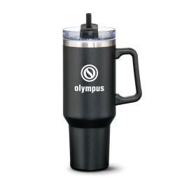 Custom Compeer Handle Travel Mug with Straw 40 oz - Black Custom Compeer Handle Travel Mug with Straw 40 oz - Black