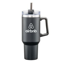Custom Makena Handle Travel Mug with Straw 40 oz - Black Custom Makena Handle Travel Mug with Straw 40 oz - Black