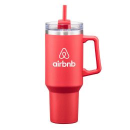 Custom Makena Handle Travel Mug with Straw 40 oz - Red Custom Makena Handle Travel Mug with Straw 40 oz - Red