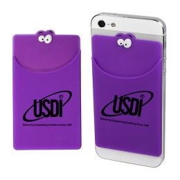 Promotional Novelty Cell Phone Wallets - Goofy Mobile Device Pocket - Purple