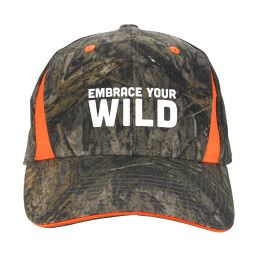 Imprinted Camo Cap with Orange Accents - Mossy Oak DNA/Blaze Orange