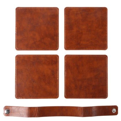 Custom Watson Square Pu Leather Coaster - Back View 