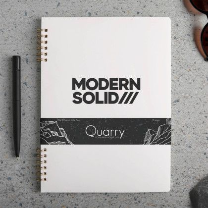 Custom Quarry Stone Paper Ring Bound Notebook - White Lifestyle