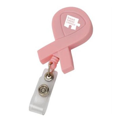 Custom Awareness Ribbon Retractable Badge Holder - Pink Custom Awareness Ribbon Retractable Badge Holder - Pink