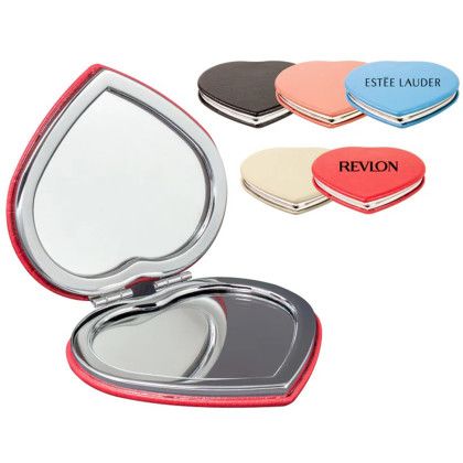 Custom Pu Leather Heart Compact Mirror - All Color Custom Pu Leather Heart Compact Mirror - All Color