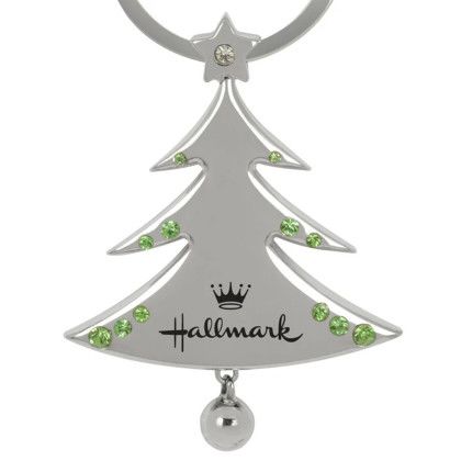 Custom Christmas Tree Keychain with Jingling Bell - Silver with green Custom Christmas Tree Keychain with Jingling Bell - Silver with green