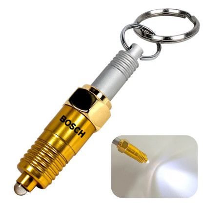 Custom Metal Spark Plug Key Light - Gold with silver Custom Metal Spark Plug Key Light - Gold with silver