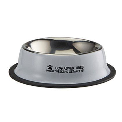 Custom Medium Stainless Steel Pet Bowl - White Custom Medium Stainless Steel Pet Bowl - White