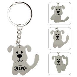 Custom Swinging Dog Keychain - Silver Custom Swinging Dog Keychain - Silver