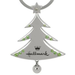 Custom Christmas Tree Keychain with Jingling Bell - Silver with green Custom Christmas Tree Keychain with Jingling Bell - Silver with green