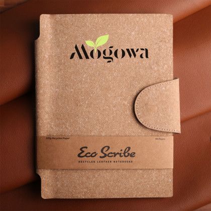 Custom EcoScribe Notebook - Brown Lifestyle View Custom EcoScribe Notebook - Brown Lifestyle View
