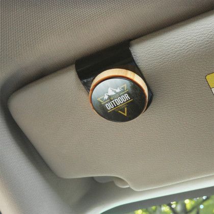 Custom Fresh Cut Visor Air Freshener - Black In Use Custom Fresh Cut Visor Air Freshener - Black In Use