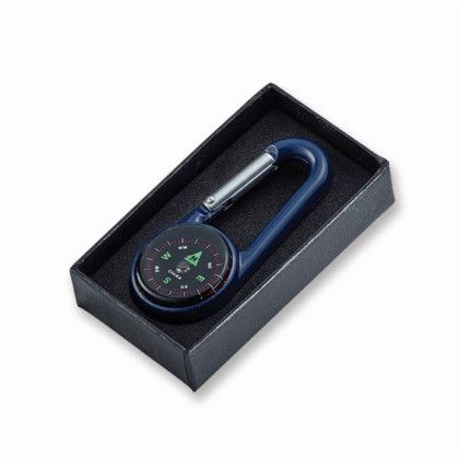 Custom Cedar Creek Colored Carabiner Compass - Blue Packaging Custom Cedar Creek Colored Carabiner Compass - Blue Packaging