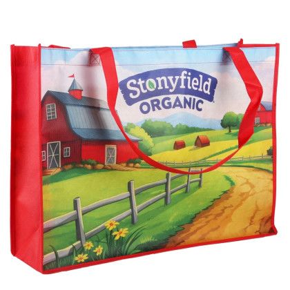 Custom Sublimated Large Non-Woven Shopping Tote - Red Side View 