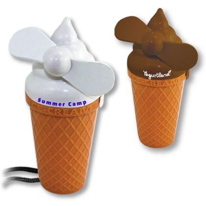 Custom Ice Cream Fan with Lanyard Custom Ice Cream Fan with Lanyard