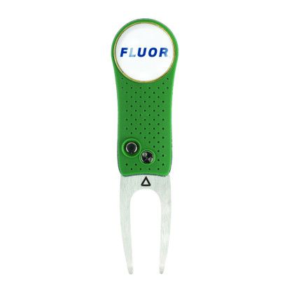 Custom Ahead Switchfix Divot Repair Tool - Green with Silver open view Custom Ahead Switchfix Divot Repair Tool - Green with Silver open view
