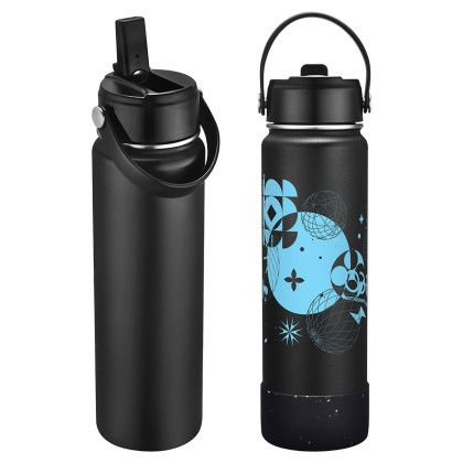 Custom Volare 27 oz Vacuum Insulated Bottle with Flip Top Spout - Black