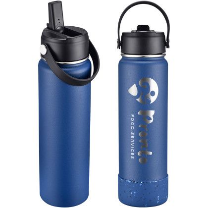 Custom Volare 27 oz Vacuum Insulated Bottle with Flip Top Spout - Navy blue