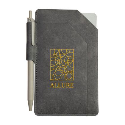 Custom Protege Mini Notebook With Pen & Front Pocket - Gray Custom Protege Mini Notebook With Pen & Front Pocket - Gray